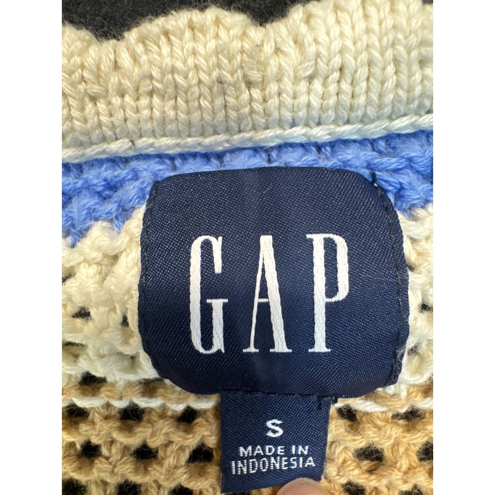 Gap Rainbow Striped Open Knit Crochet Sweater Cream Multi Color Cotton Small - Picture 3 of 7